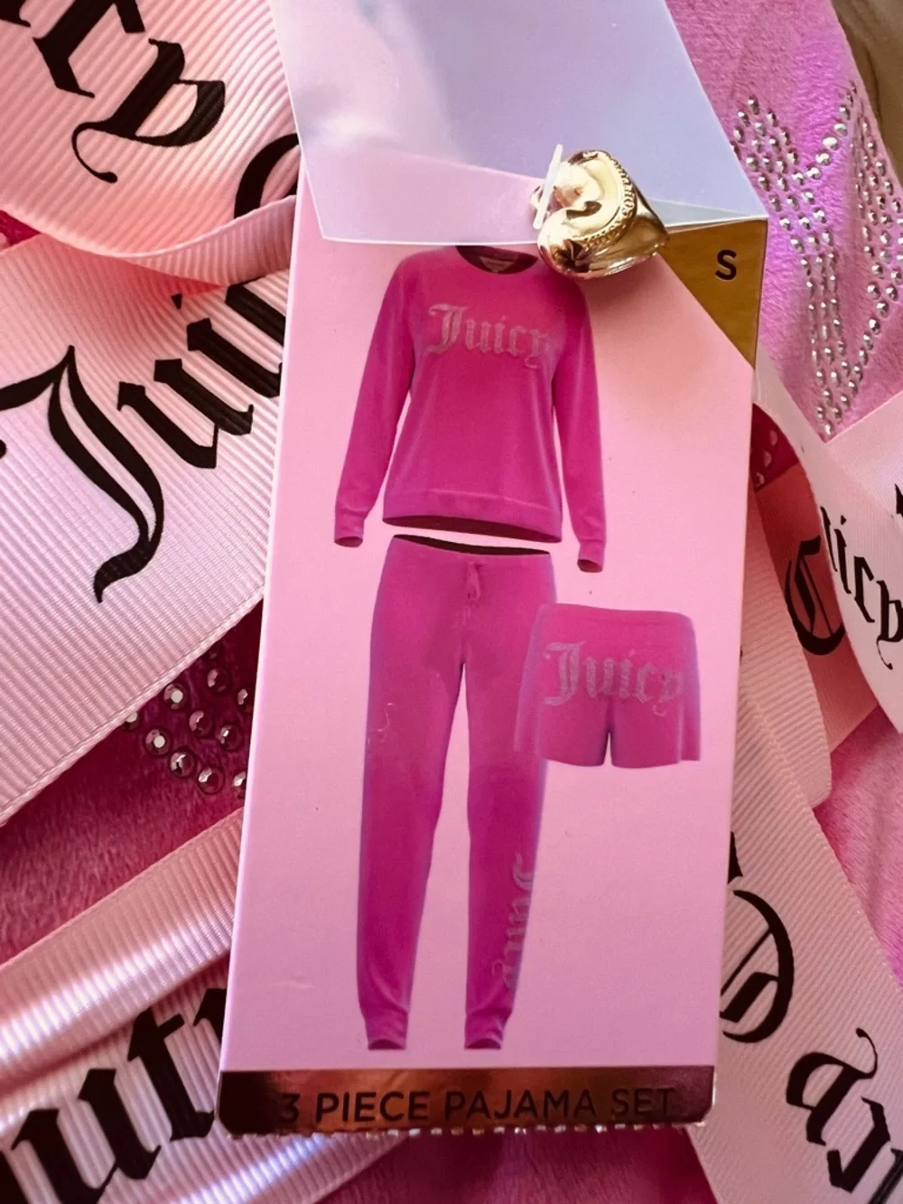 Juicy Couture Hot Pink 3-Piece Pajama Set.   NW - Picture 2 of 5